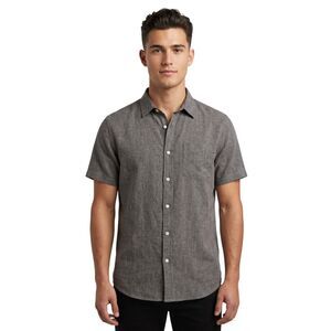 Coofandy Men's Short Sleeve Linen Rayon Shirt Size L